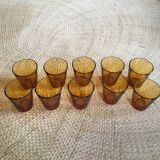 Series of 10 amber glasses