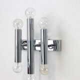 Pairs of Italian chrome wall sconces in the Sciolari style, 1970s.