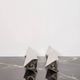 "Origami" pair of candlesticks in aluminium cast, 1970s
