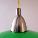 Pendant light space age green vintage metal and glass