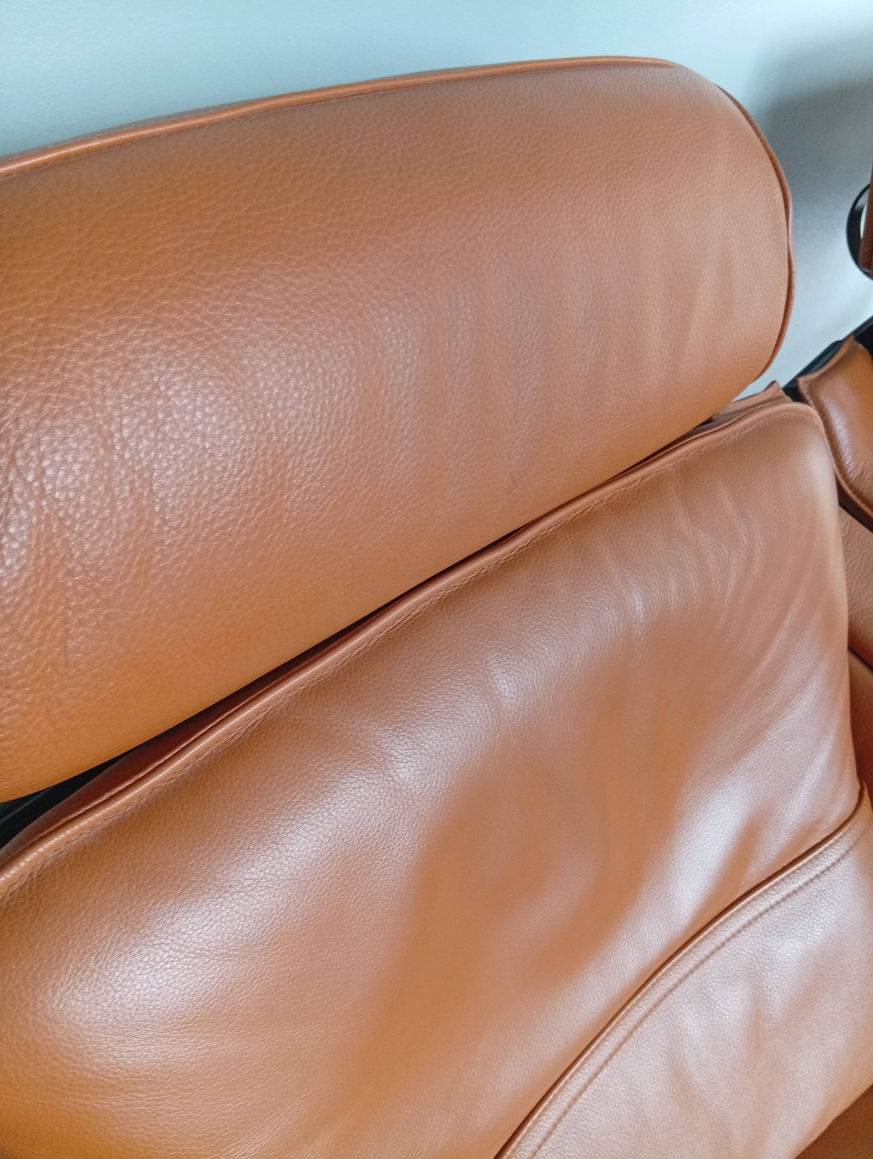 Pair of two black wooden armchairs in Scandinavian leather by Nelo Sweden, Roche Bobois