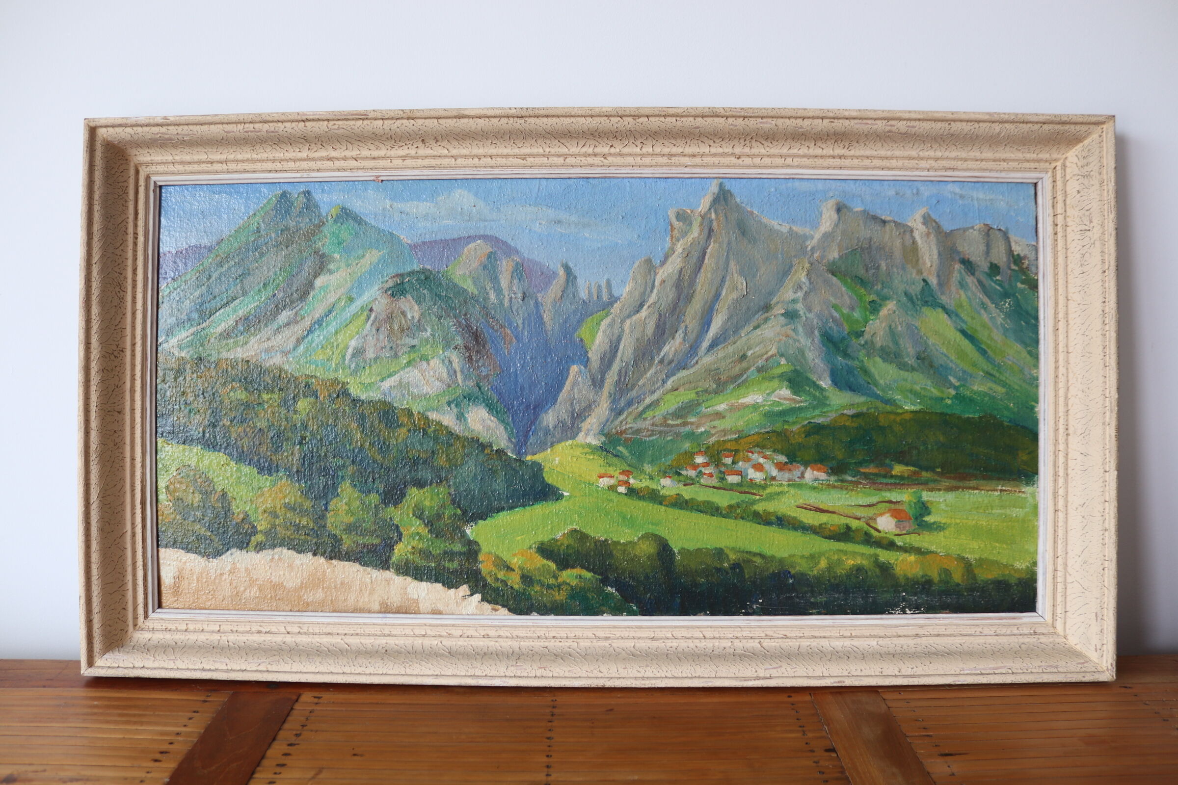 Painting oil on canvas mountain landscape
