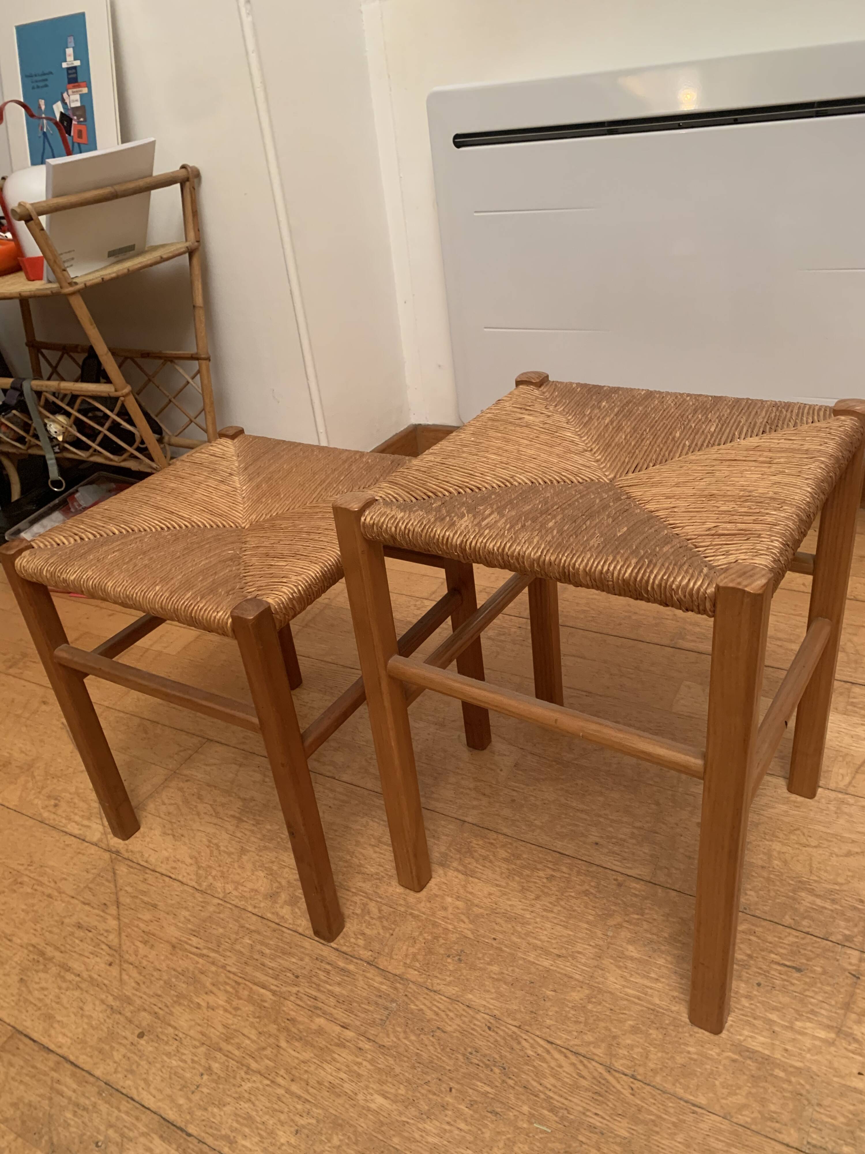 Wood and wicker stools