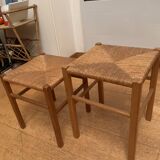Tabourets bois et osier