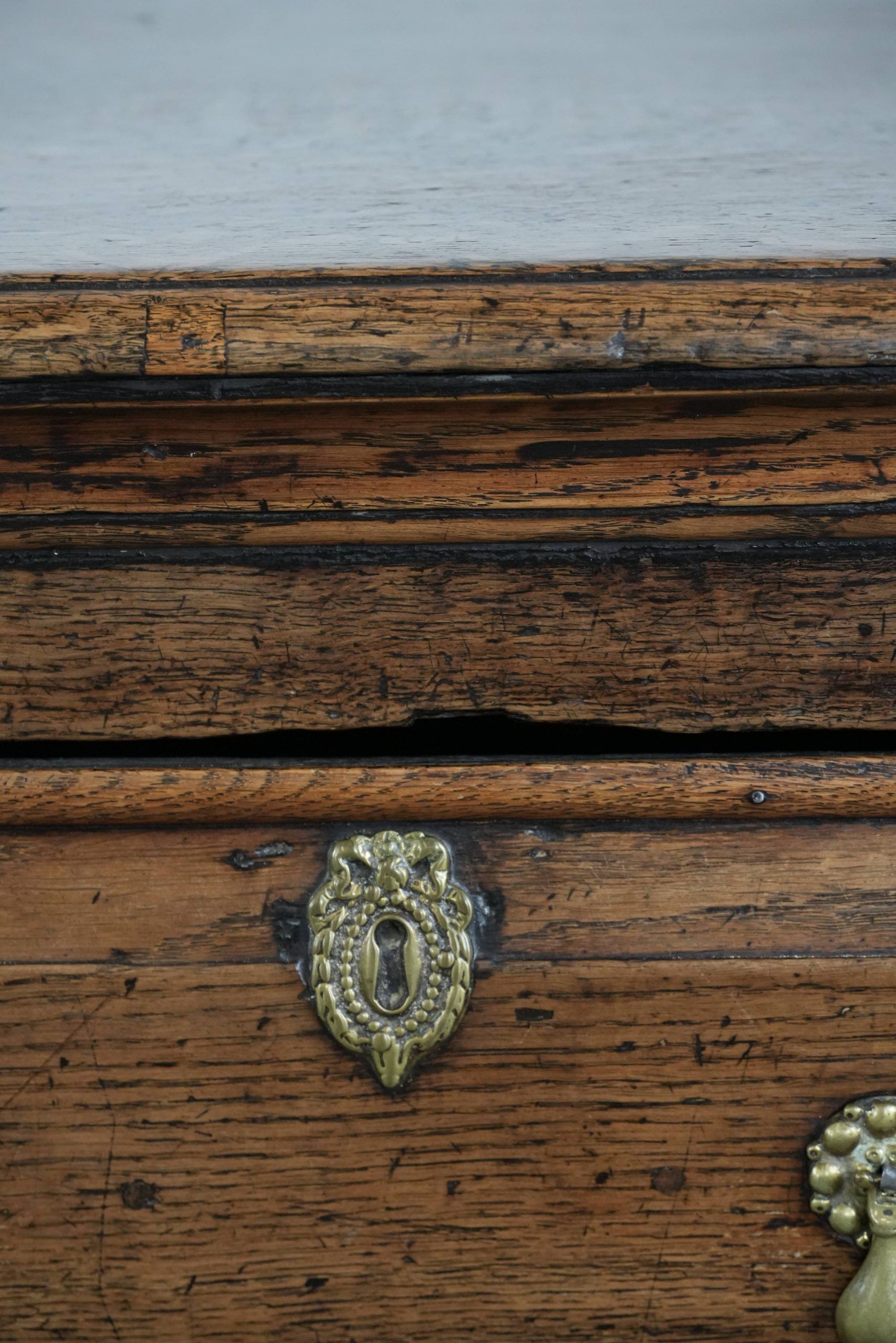 Antique English sideboard from the early 18th century made of oak