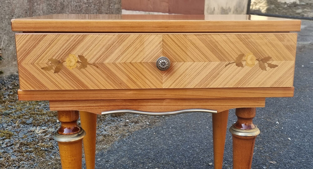 Paire de tables de nuit, vintage, années 50 / 60, marqueterie