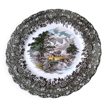 Plat rond en porcelaine Anglaise Staffordshire  Modèle Country Style