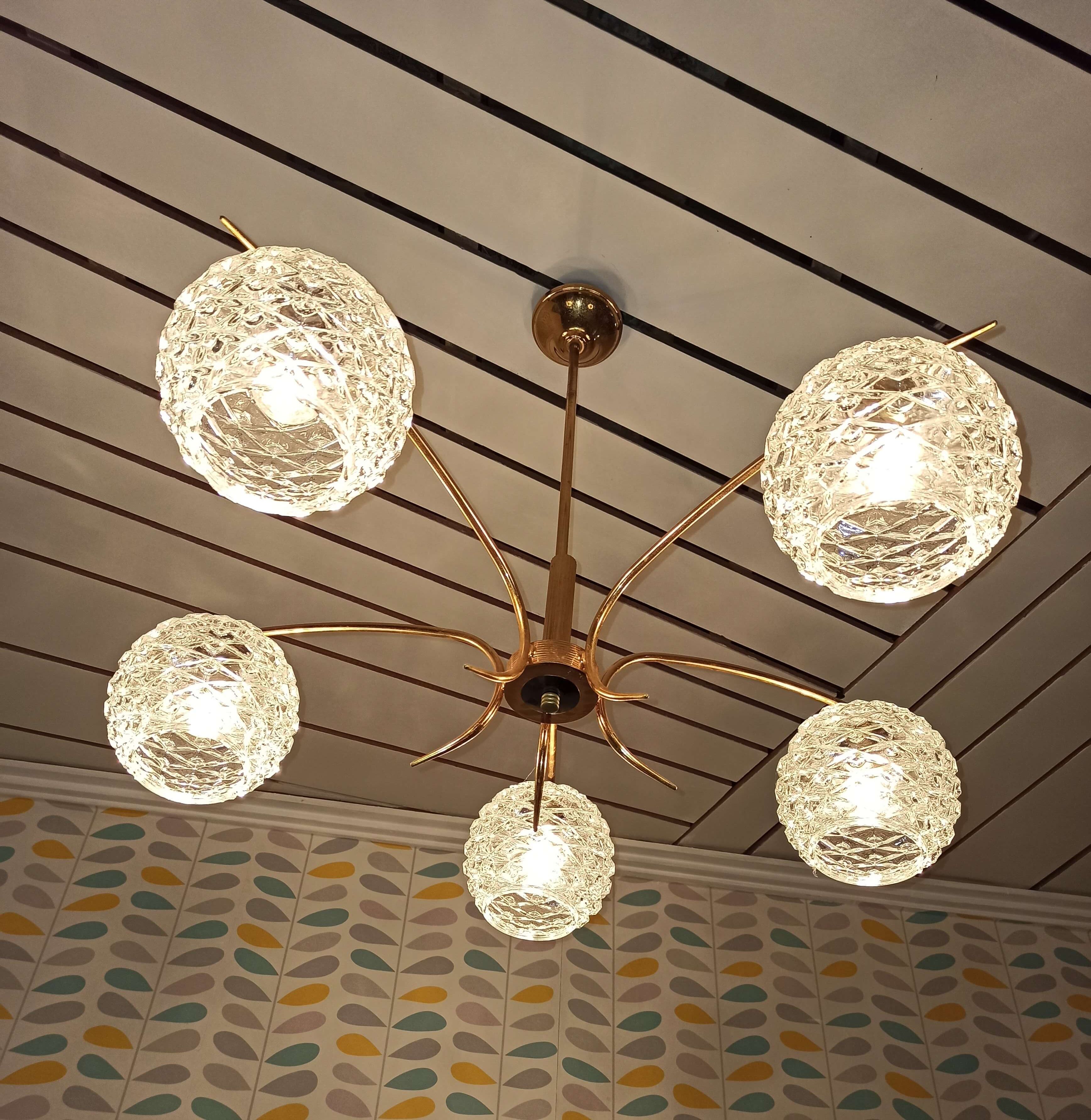Vintage chandelier 5 burners large diameter