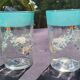 2 bohemian fine green enameled glasses