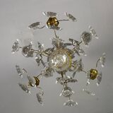 Cage chandelier, molded glass and bronze pendants, circa 1800