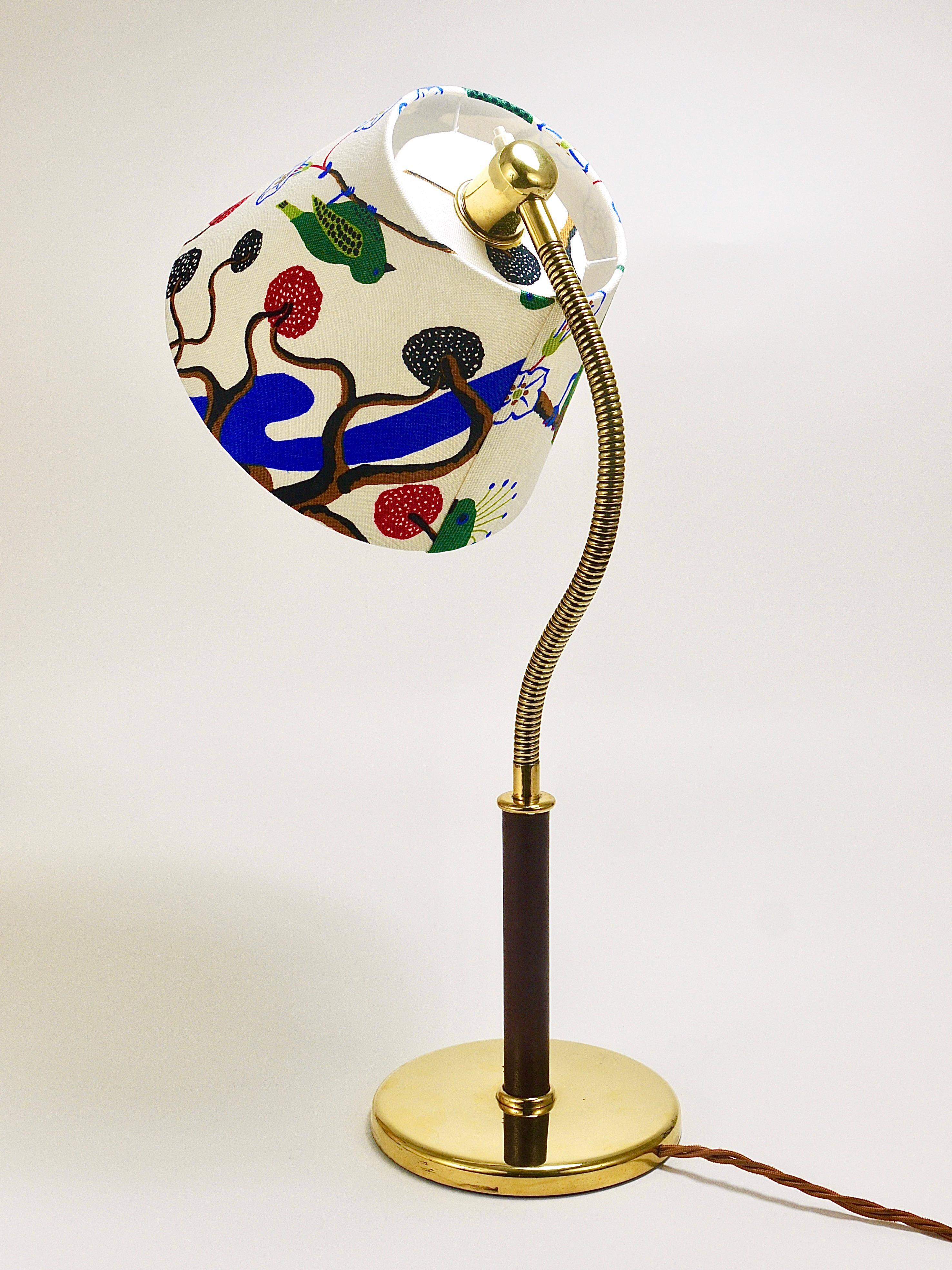 Table Lamp Josef Frank J.T. Kalmar Table Everywhere, Brass & Leather, Austria, 1930