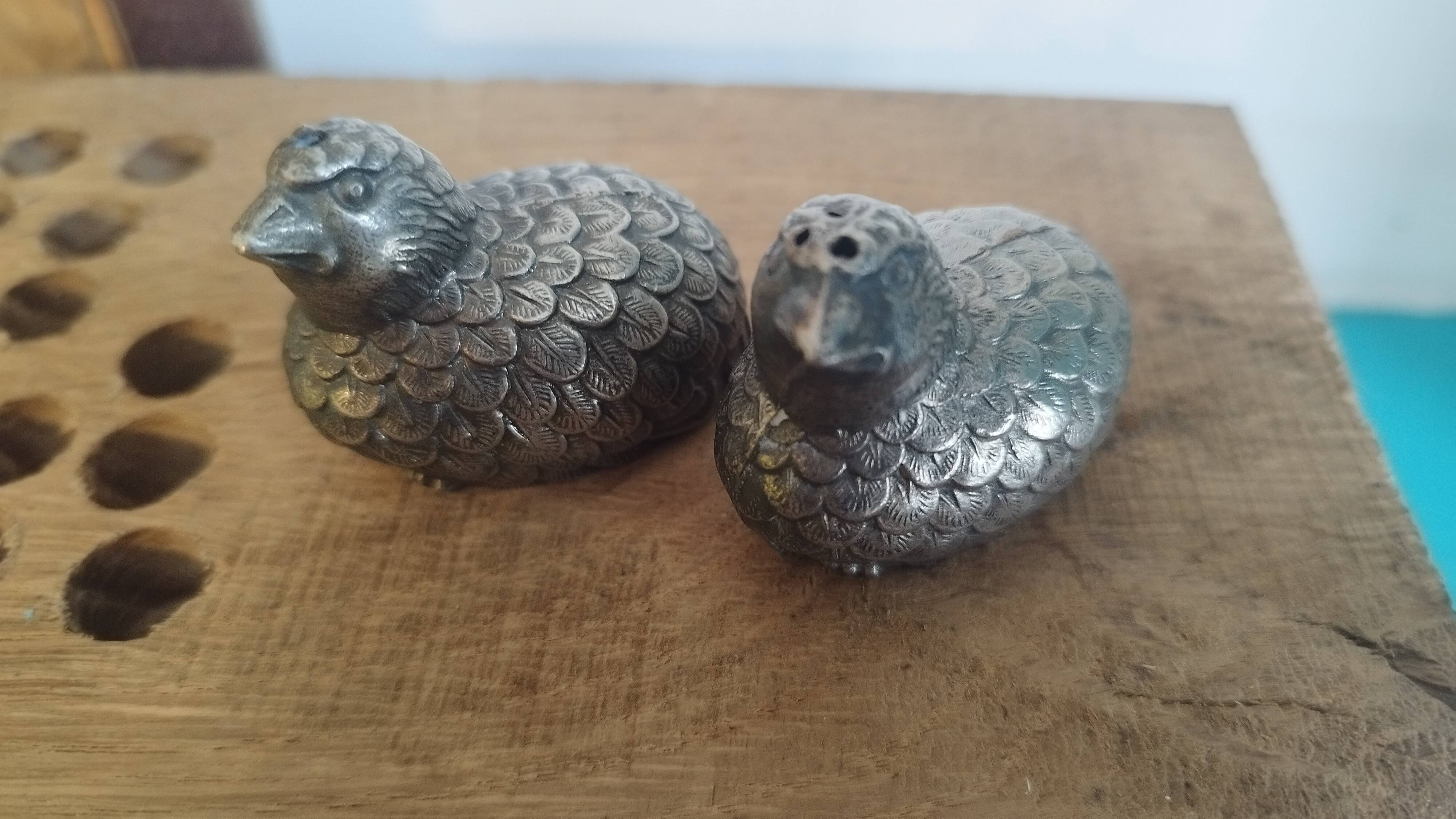 Silver-plated Quail Partridge salt and pepper shakers