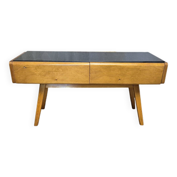Vintage mid-century sideboard / TV cabinet, oak, Czechoslovakia, 40 x 85 x 34 cm