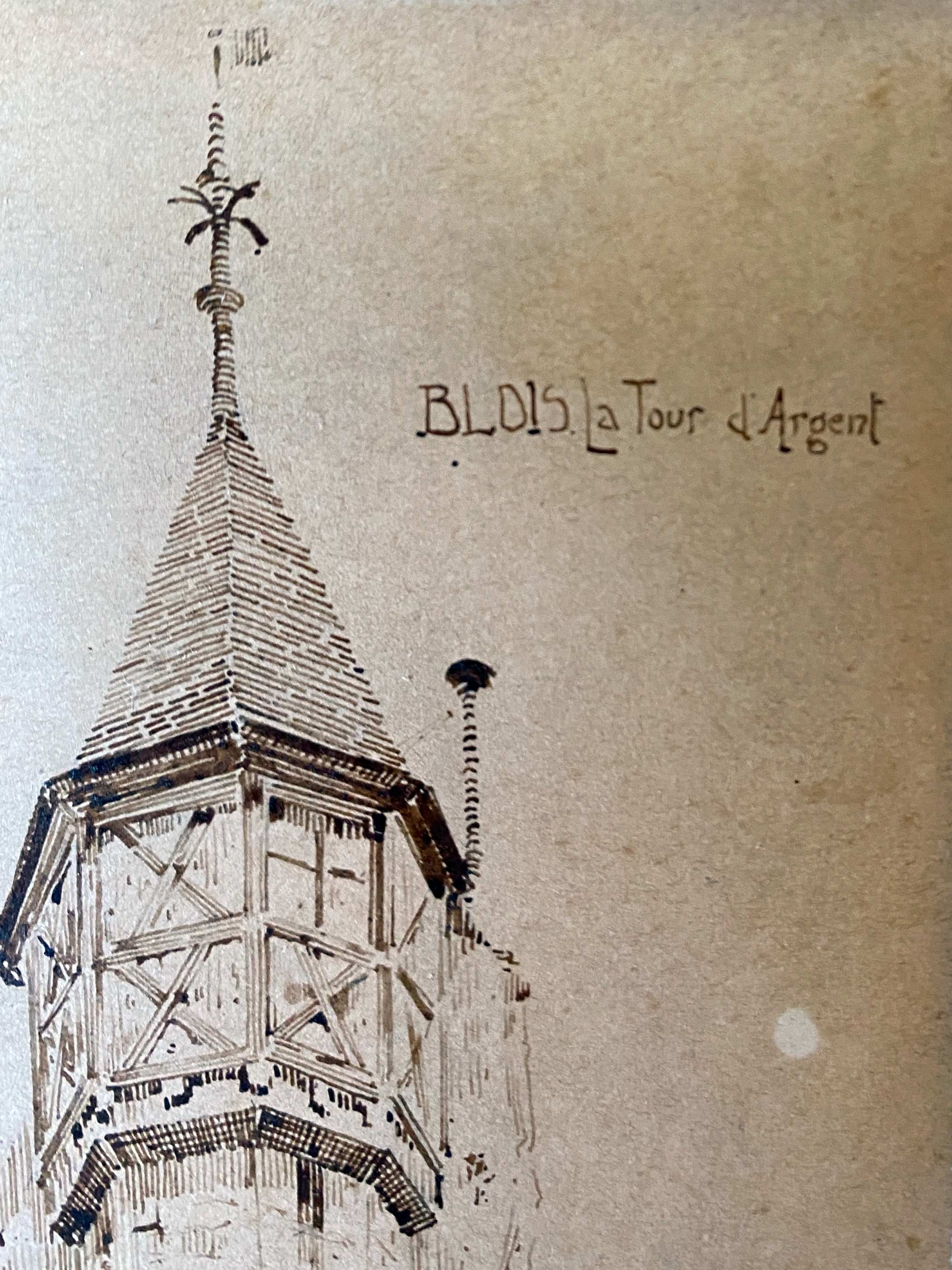 Painting pair of original pen ink seen by blois jean oudin