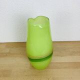 Jade green blown glass vase, handcrafted