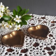 Duo of pocket trays, brass heart, vintage