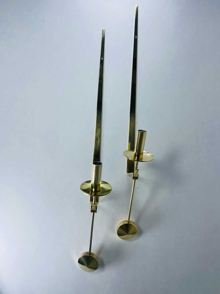 Pair of Wall Candle holder Skultuna Sweden 1970 Pierre Forsell 1607 vintage