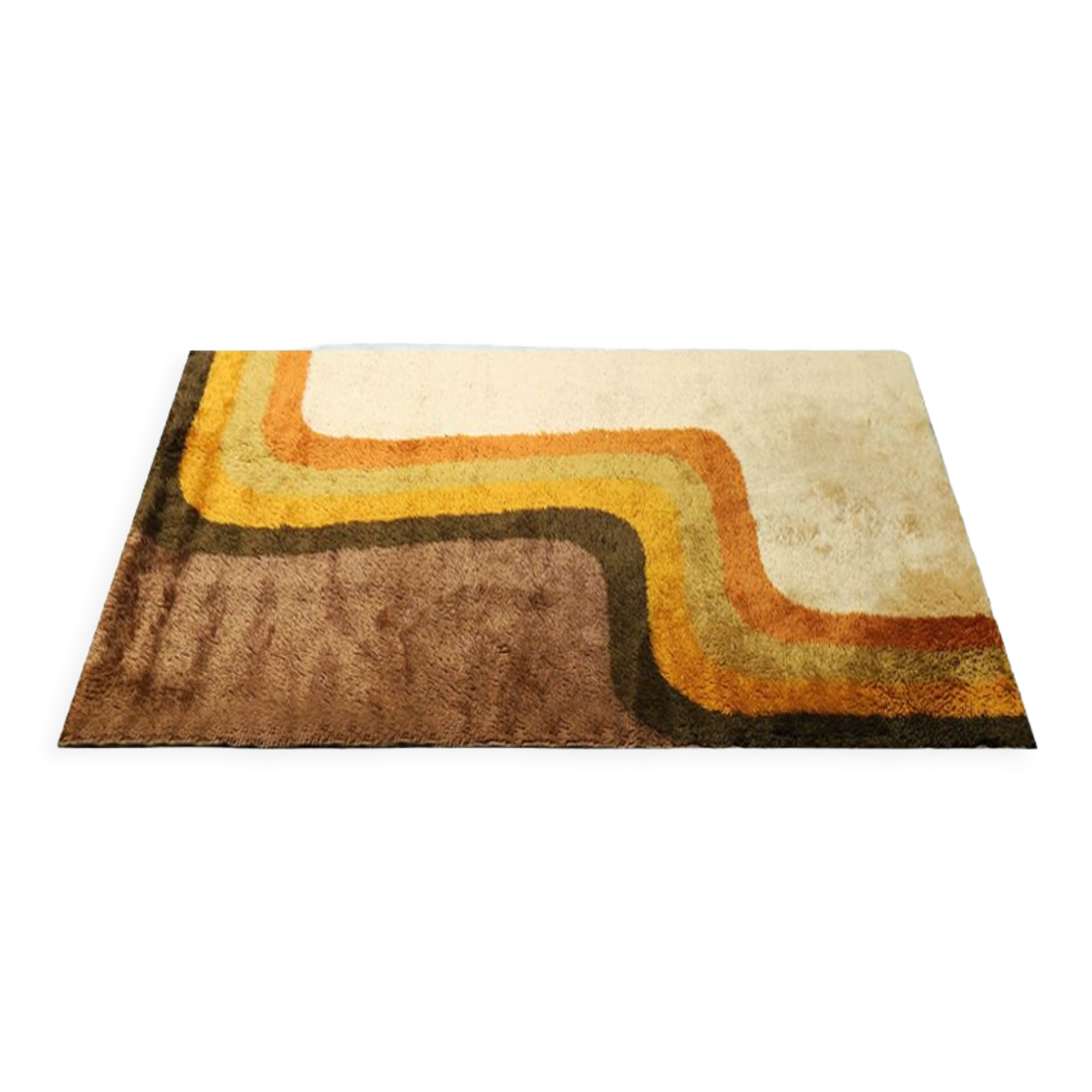 1970s Geometric Space Age Rug in Pure Wool. Made in Italy