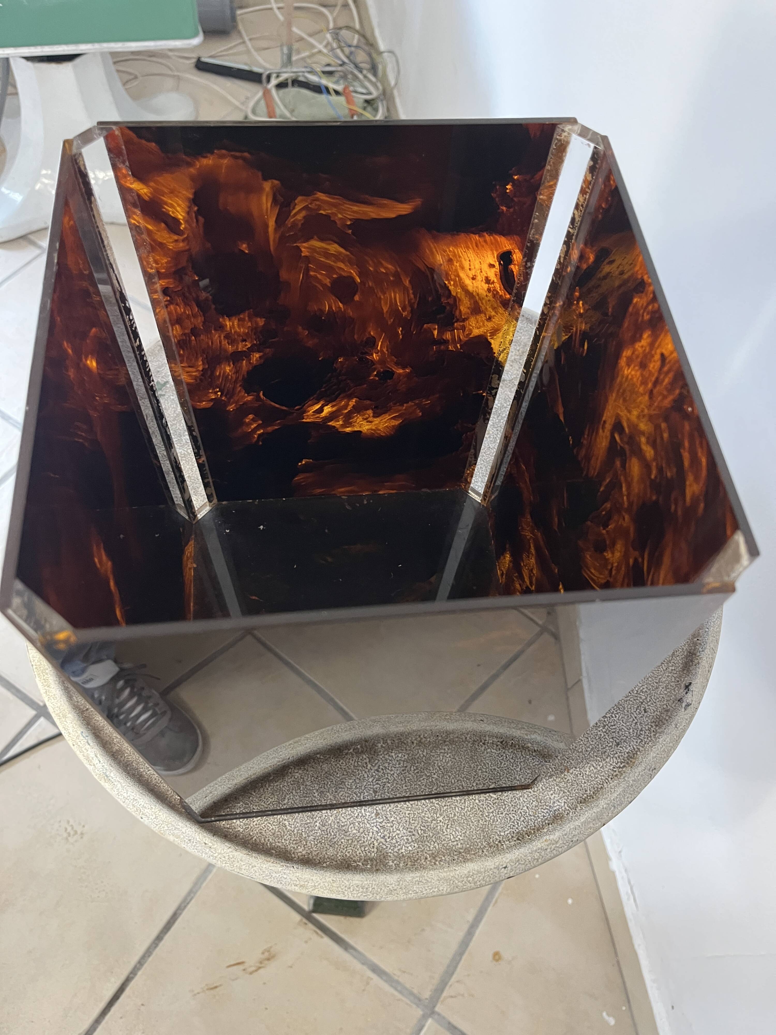 1970s design plexiglass wastepaper basket