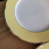 6 assiettes plates Lunéville Jonquille jaune et doré vintage