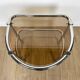 Half-moon side table double chrome tray and smoked glass 70's