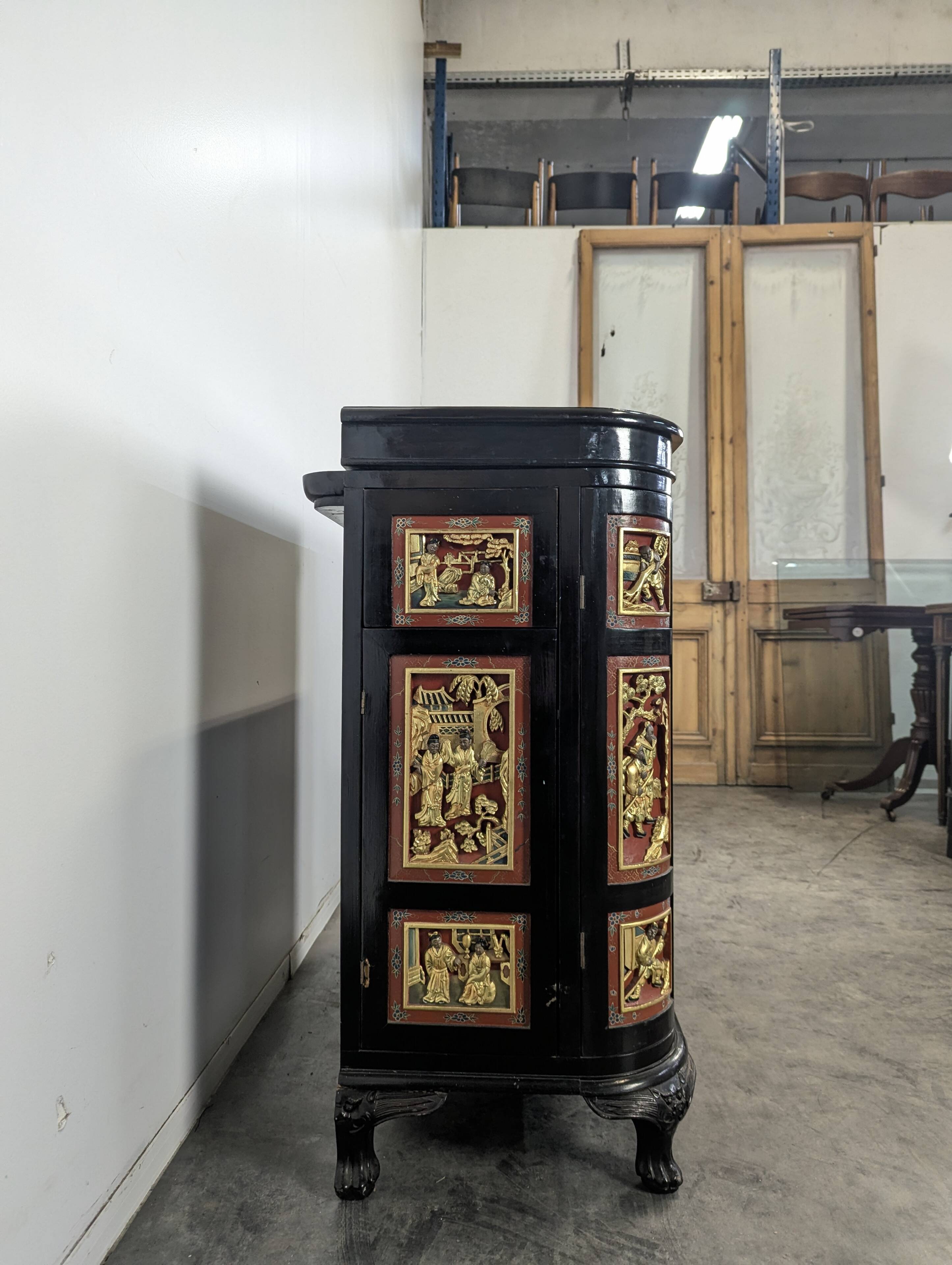 Lacquered Chinese bar cabinet
