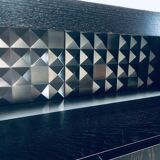 Brutalist Black Ebonised Dry Bar Cabinet, Belgium, 1970s