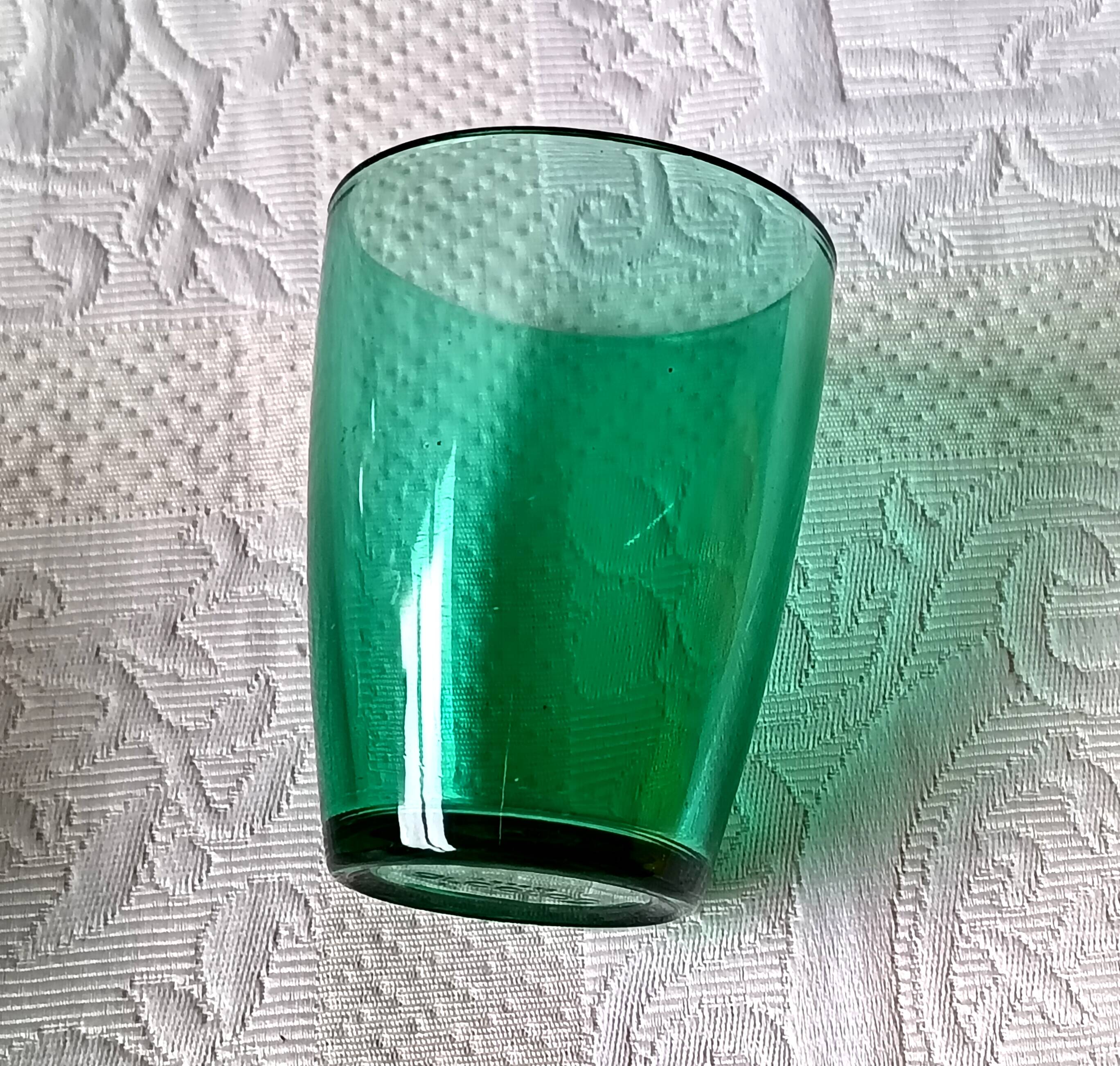 4 glasses 19 cl Retro emerald green tempered glass Arcoroc France