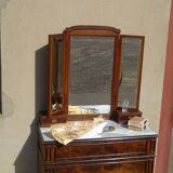Ancien miroir triptyque en chêne
