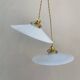 Pair of vintage white opaline pendant lights