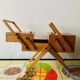 Worker - wooden sewing box with vintage compass feet