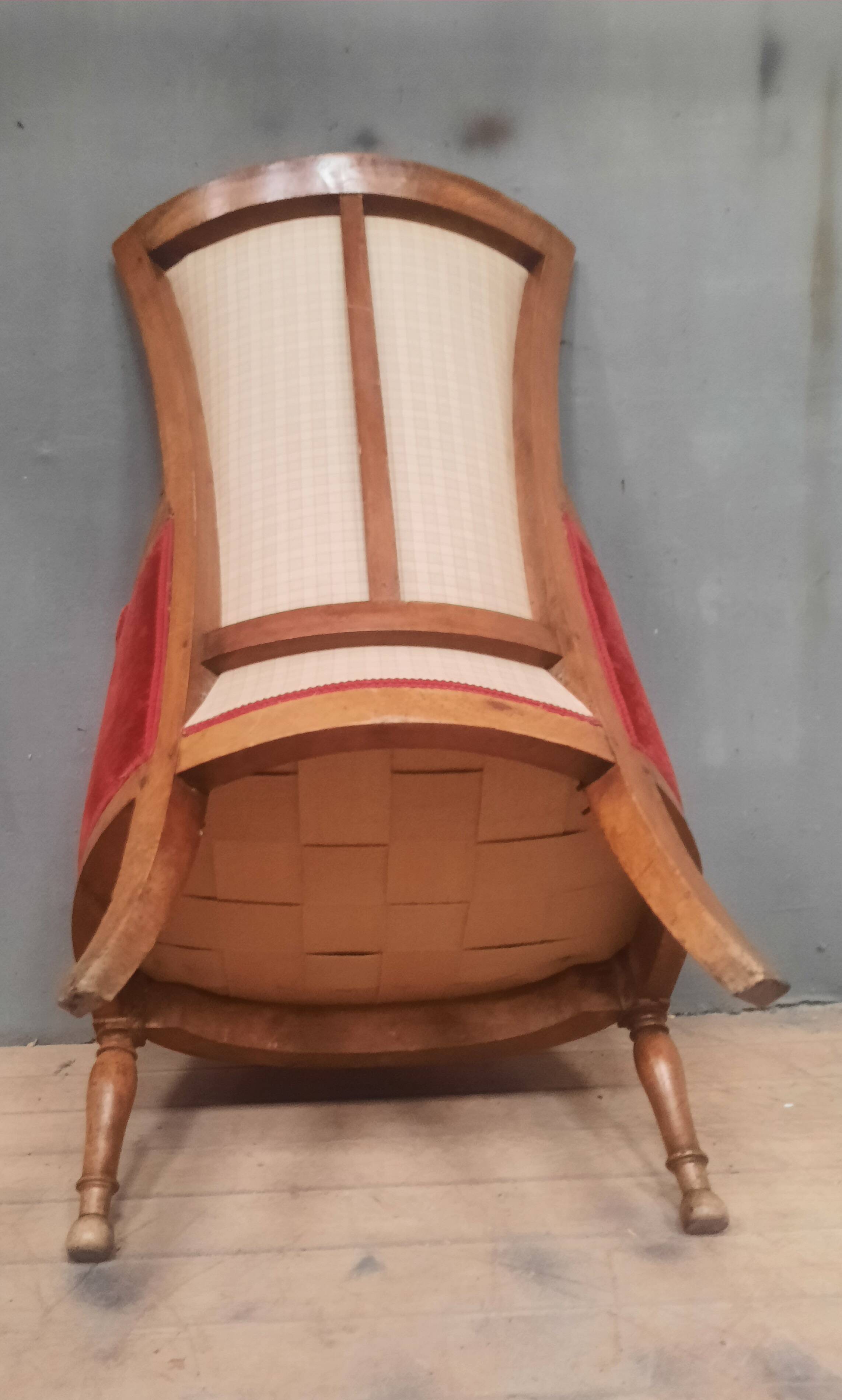 Directoire period bergère in red velvet.