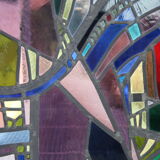 Multicolored stained glass window with hanging system - Germany - 1970's