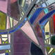 Multicolored stained glass window with hanging system - Germany - 1970's