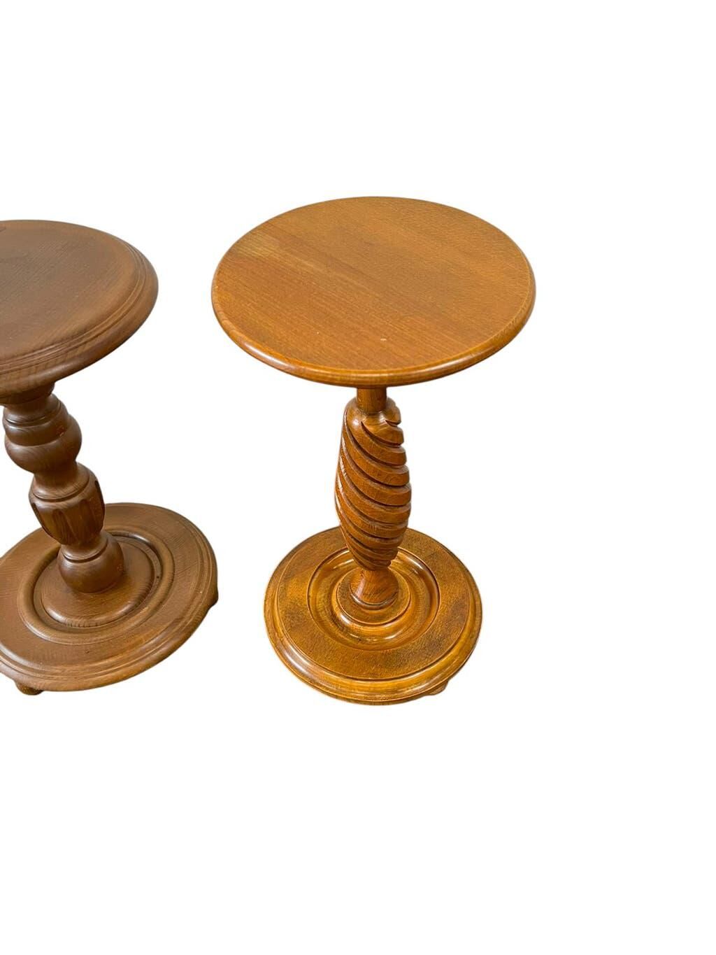 Vintage round wooden side table / guéridon / support