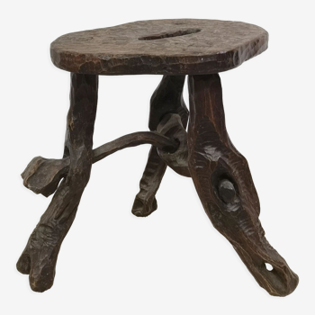Brutalist tripod stool vintage 50 60