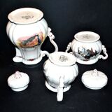 Obernai coffee service in sarreguemines earthenware coffee maker sugar bowl and milk