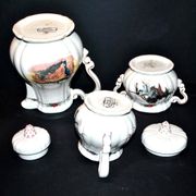 Obernai coffee service in sarreguemines earthenware coffee maker sugar bowl and milk