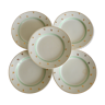 5 dessert plates Gien pattern flowers gold