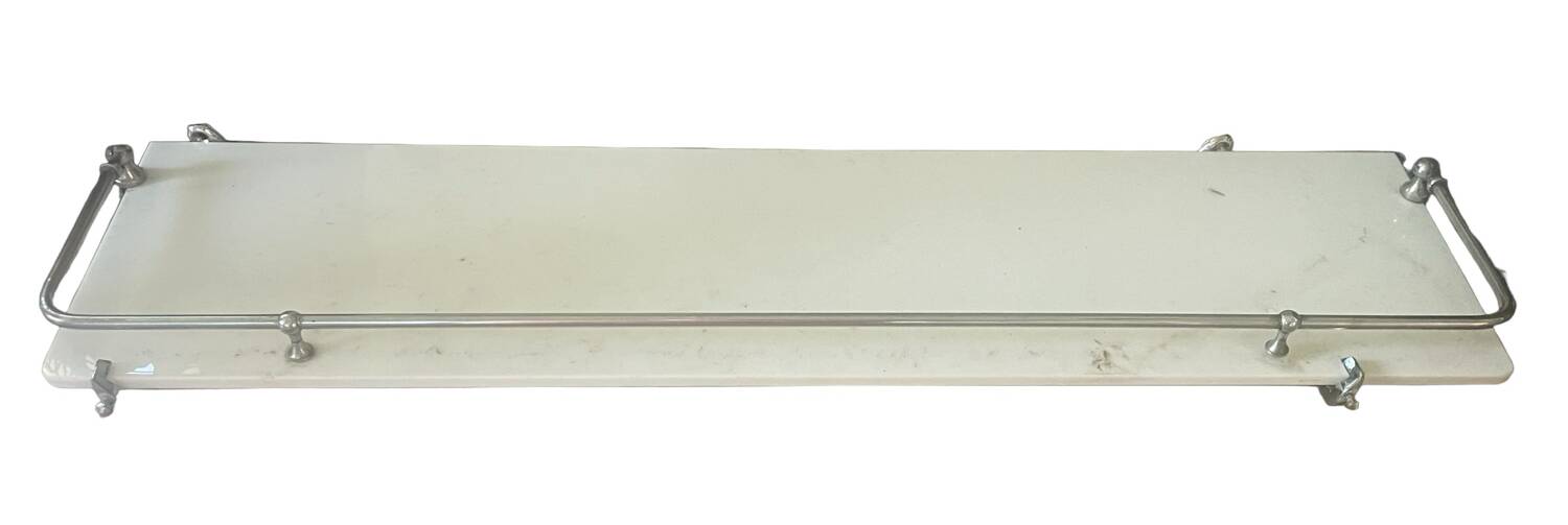 White glass and chrome wall shelf 60cm