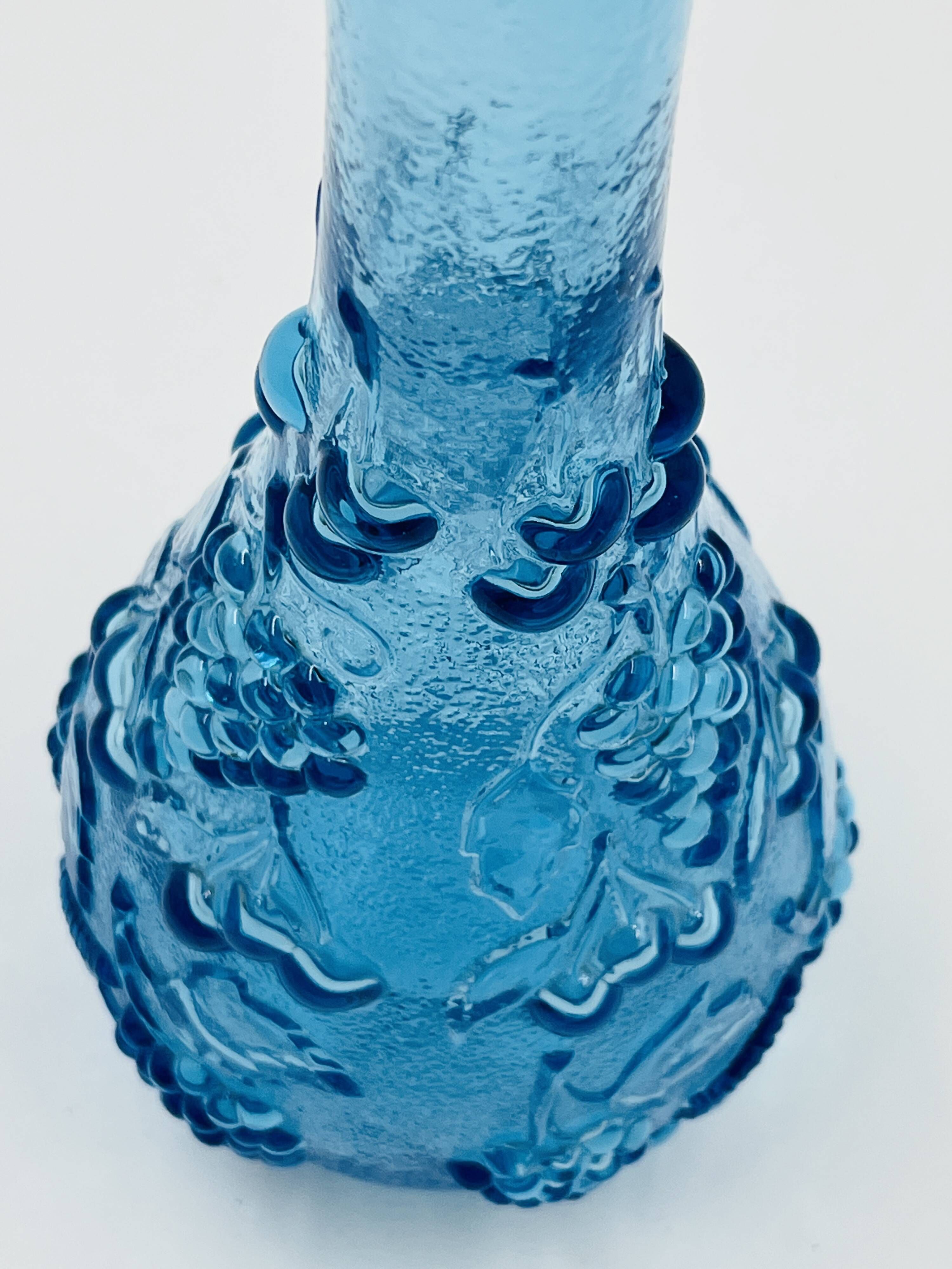 Grande bouteille vintage en verre bleu d'Empoli