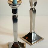 Pair of vintage cast aluminum candlesticks