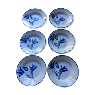 Set of 6 deep plates, Simone Moulin des Loups model