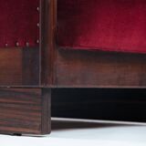 2 red velvet Amsterdam School Art Deco chairs, The Netherlands, 1930s