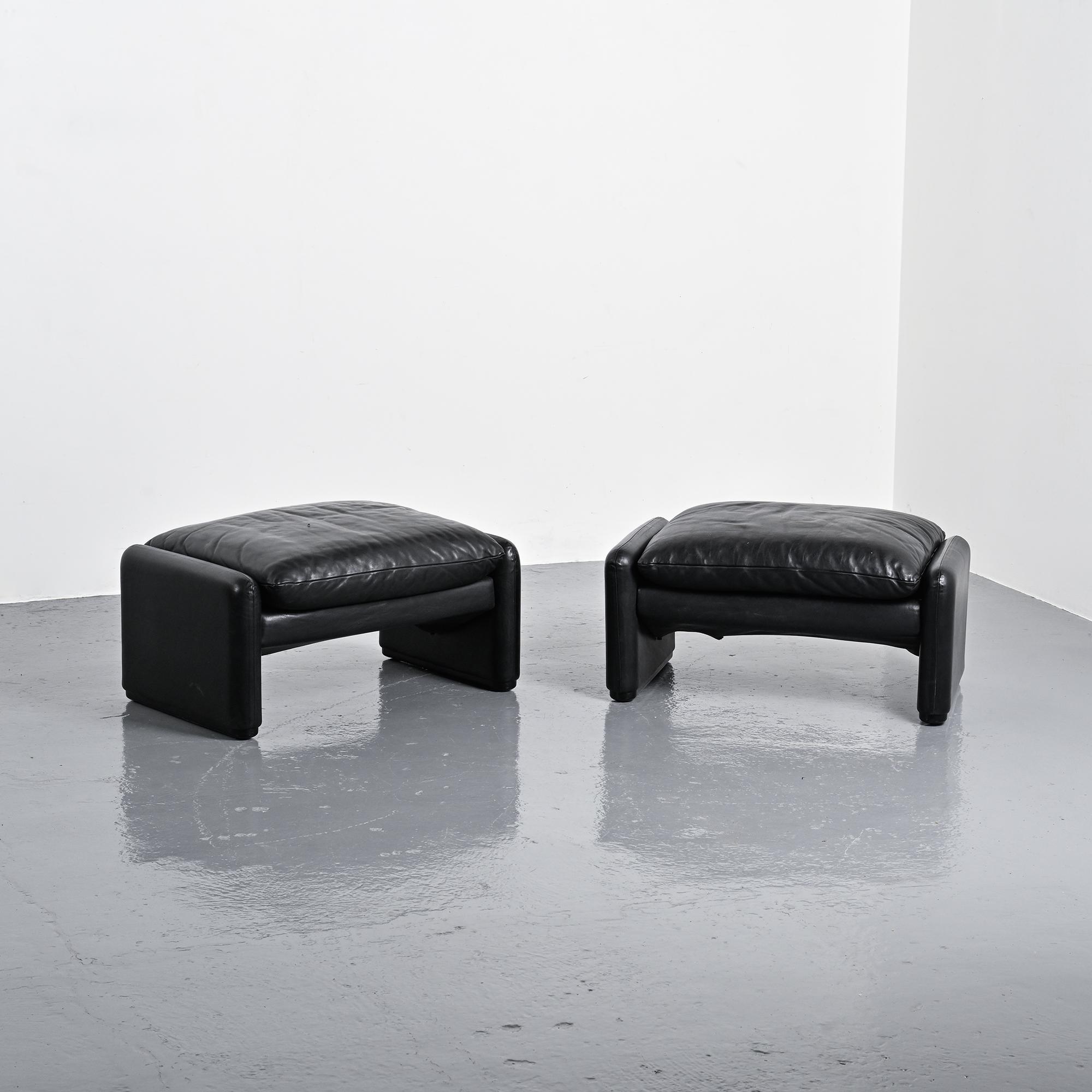 Pair of Maralunga ottomans, Vico Magistretti for Cassina, Italy, 1973