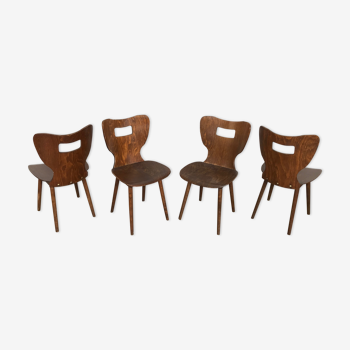 4 chaises Baumann modèle Marteau bistrot vintage