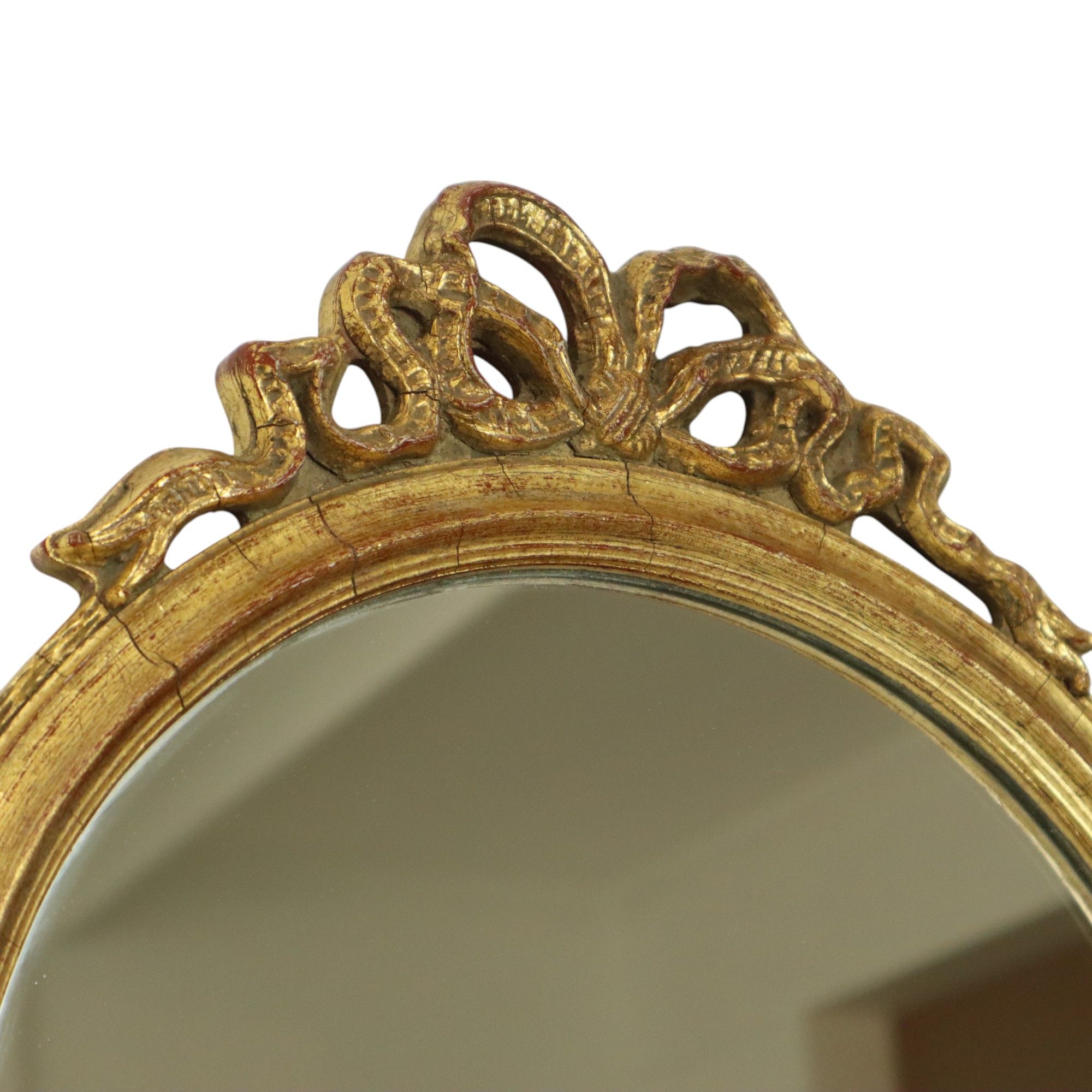 Deknudt Mirror with Bow Gold Leaf Gilded Wood Classic 69cm