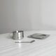 2 stainless steel espresso cups with tray and spoon