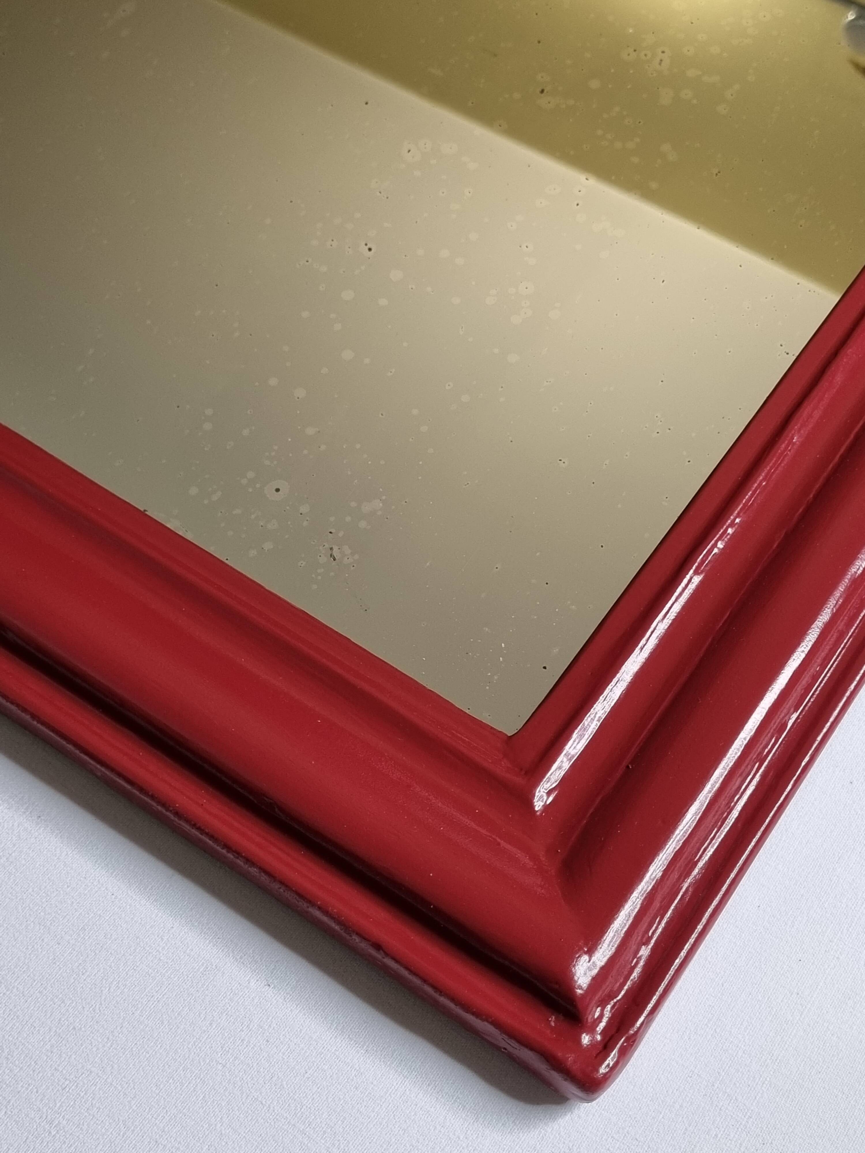 Vintage Louis Philippe style table mirror in Basque red 48 cm x 61 cm