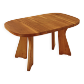Table in solid elm, Atelier C. Demoyen, France, 1980s